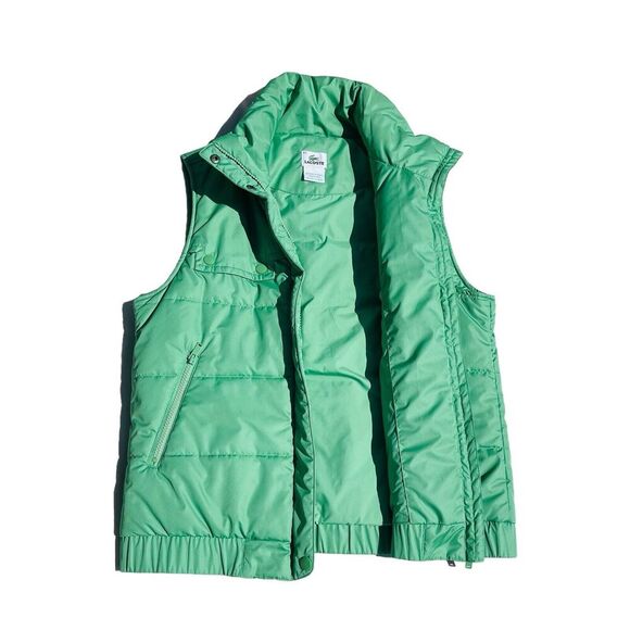 Lacoste Puffer Vest Green Sz 42 Zip Pockets Full Zip Collar Outdoor Casual - Picture 3 of 9